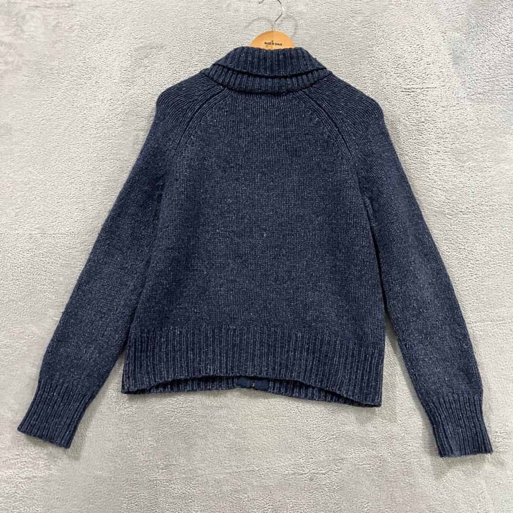 Eddie Bauer Cardigan Sweater Womens M Blue Fisherman Knit Shawl Collar Full Zip - Picture 2 of 9